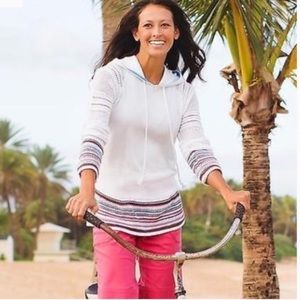 Athleta Cotton pullover Crochet Sleeve Hooded Top